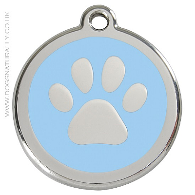 Light Blue Paw Print Dog ID Tags (3x sizes)